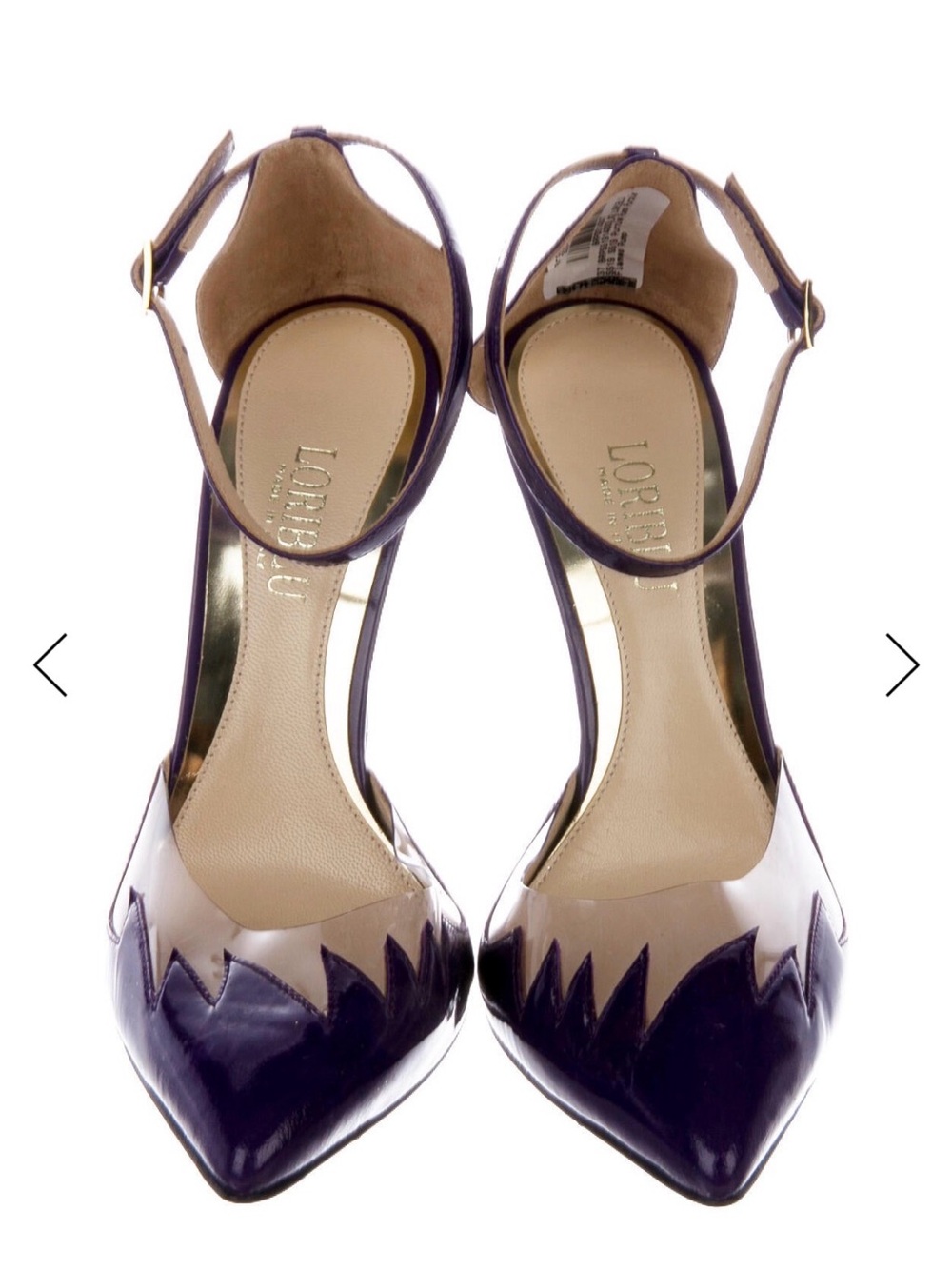 Loriblu Italian designer Purple Patent Pointed-Toe Ankle-Strap Pumps 7